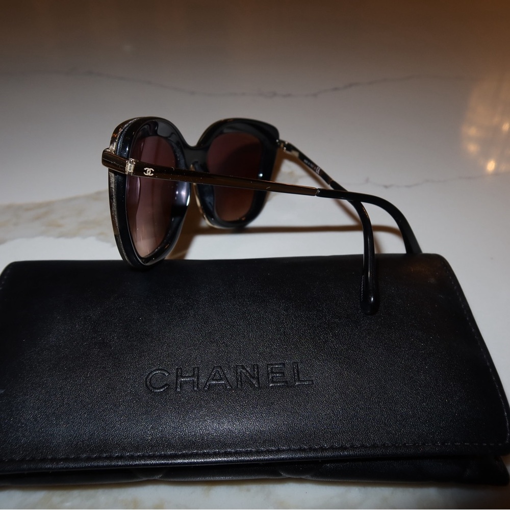 Chanel quilted acetate metal sunglasses